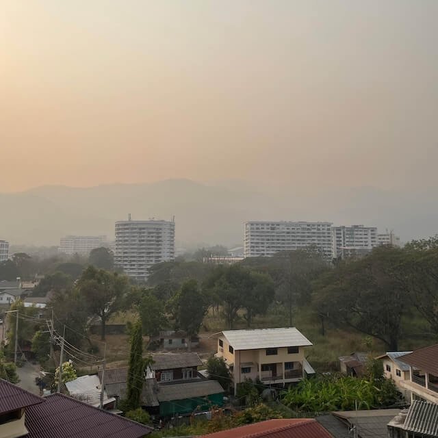 Chiang Mai Burning Season sunset golden glow