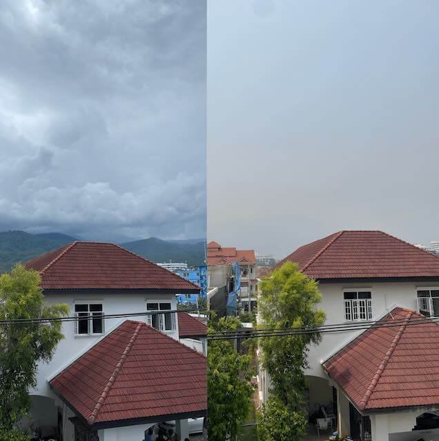 View of Chiang Mai's burning season before and after