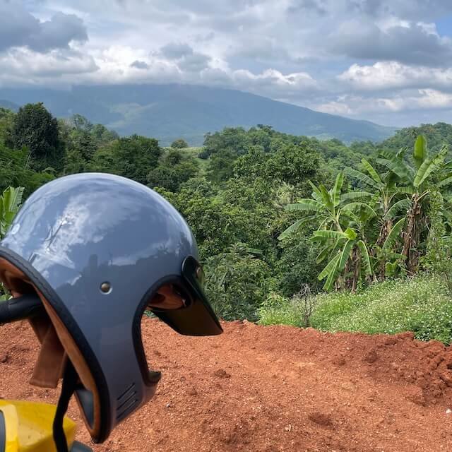 Motorbike Helmet in Chiang Mai Mountains