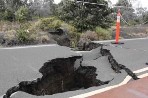 Road damage from earthquake